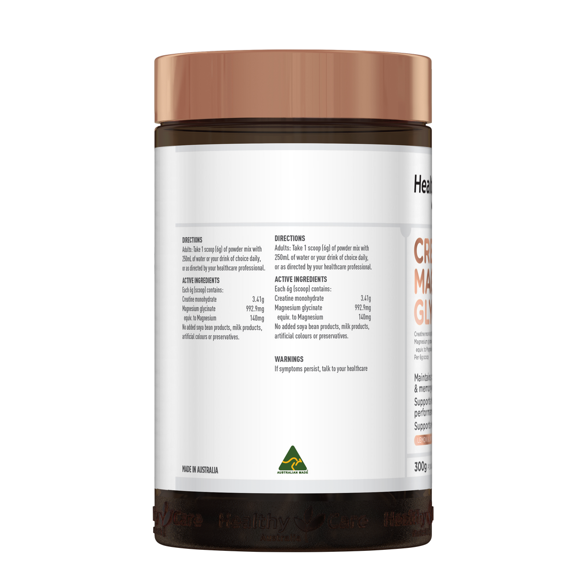 Healthy Care Creatine + Magnesium Glycinate Powder (Lemon Lime) - 300g