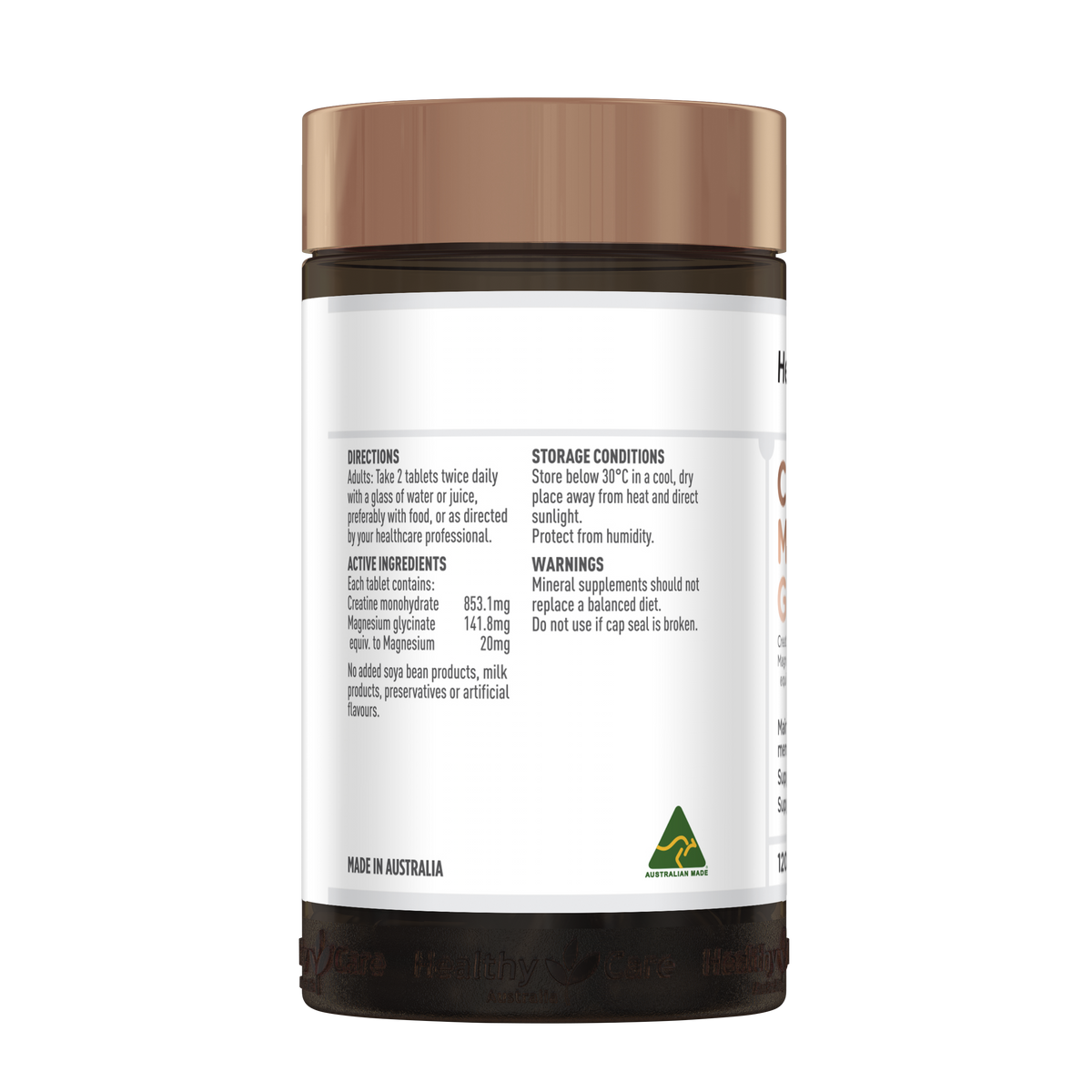 Healthy Care Creatine + Magnesium Glycinate - 120 Tablets