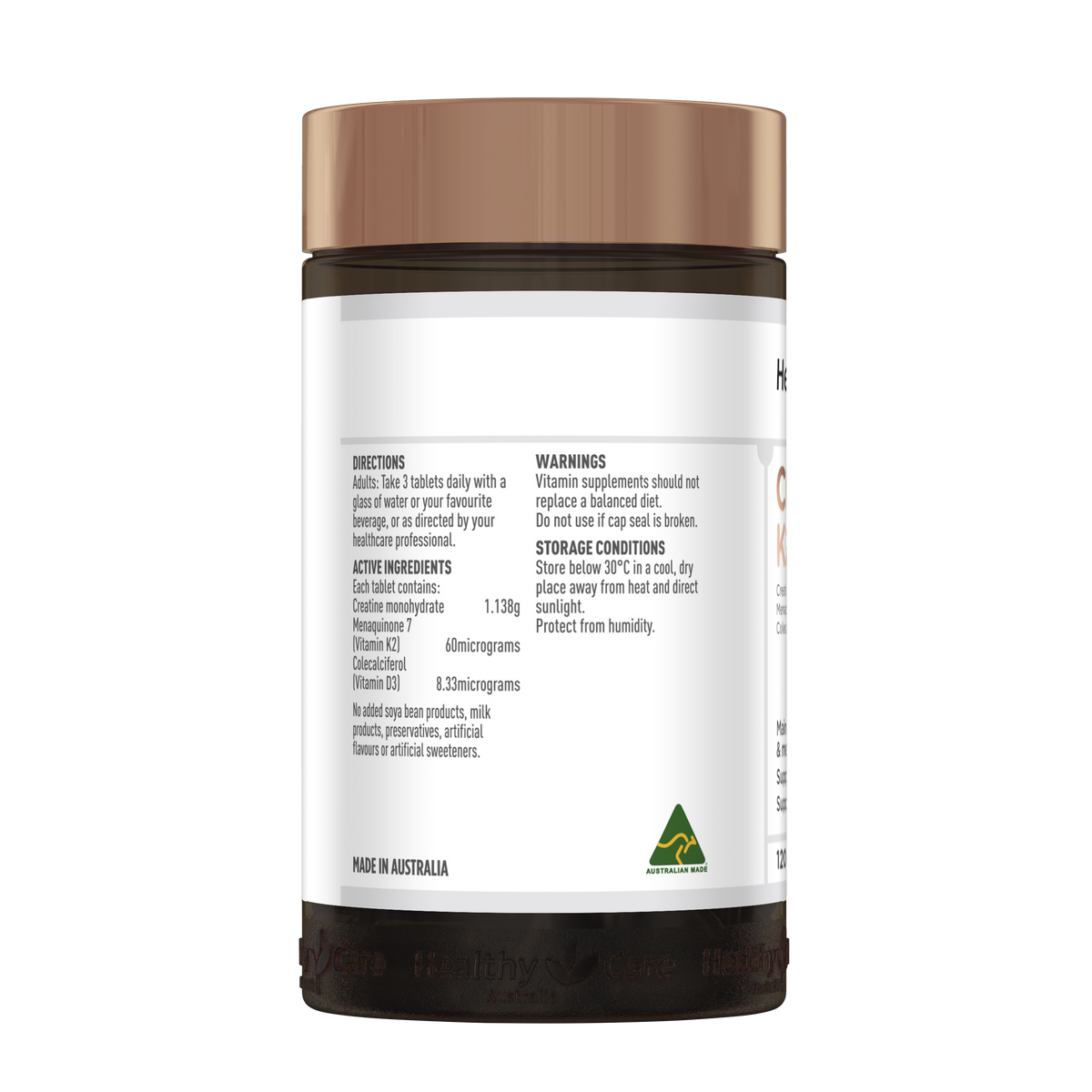 Healthy Care Creatine + K2 + D3 - 120 Tablets
