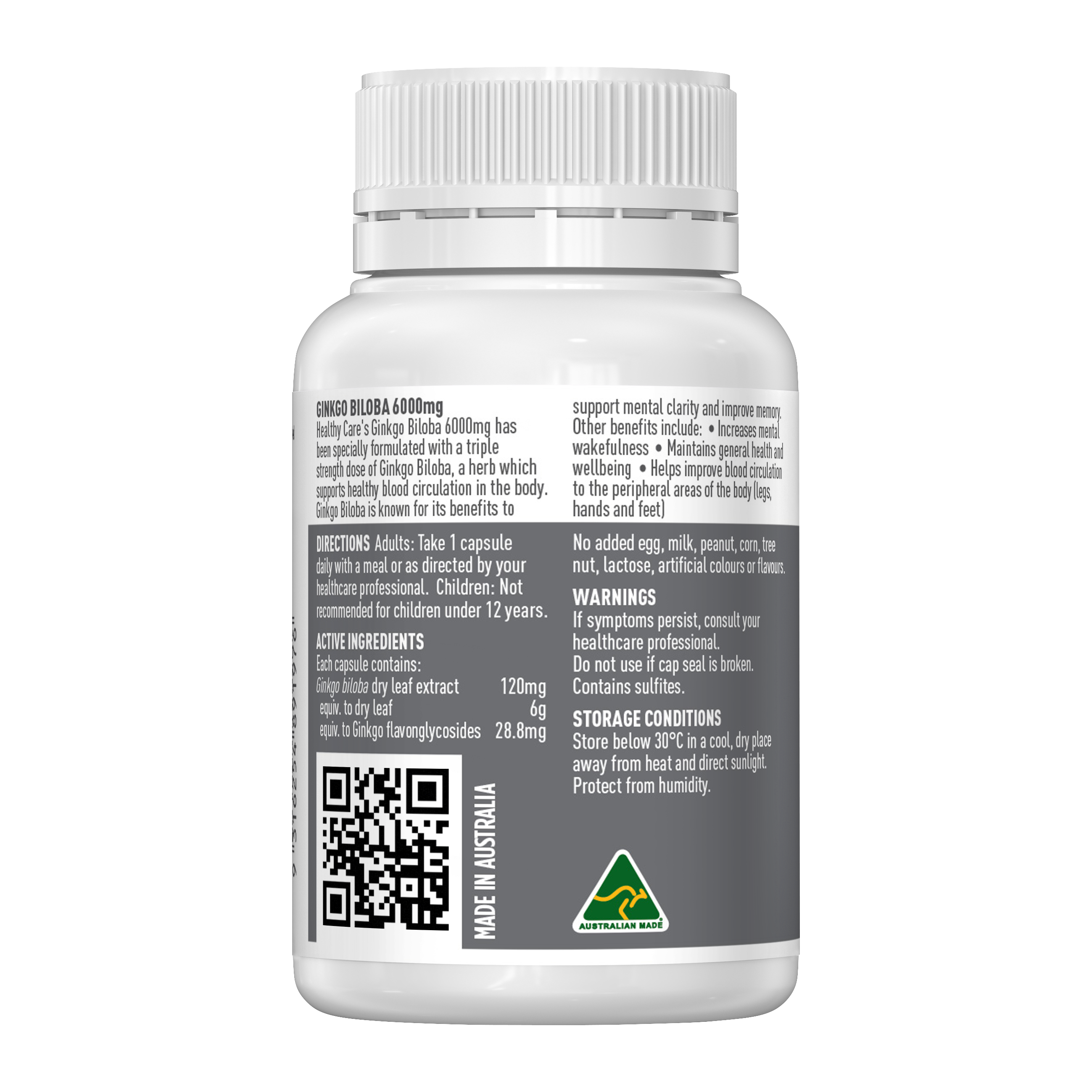 Healthy Care Ginkgo Biloba 6000mg 60 Capsules