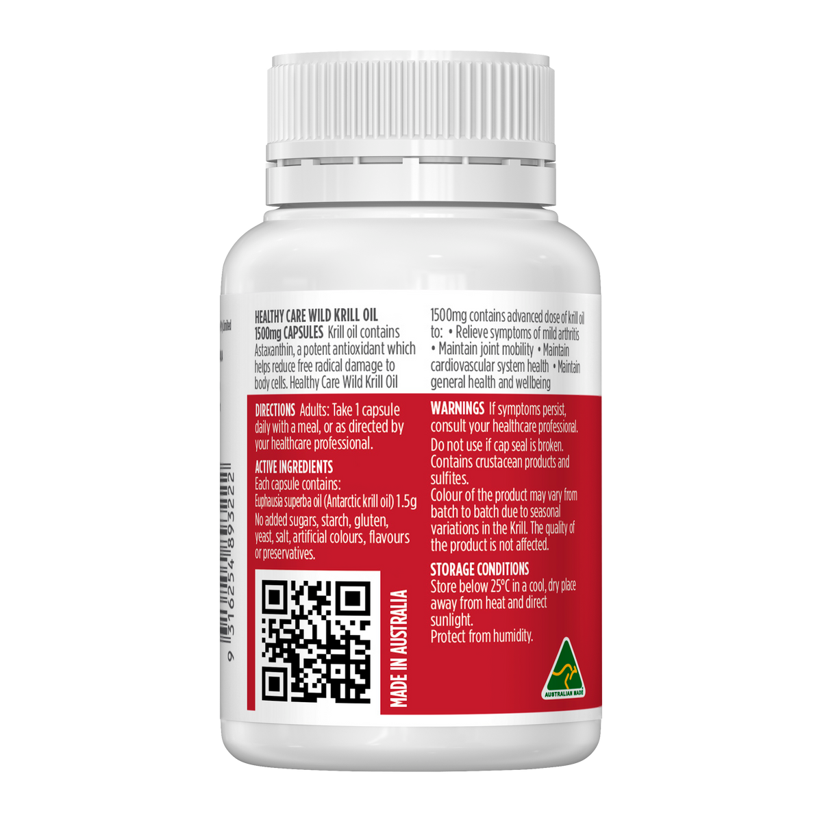 Healthy Care Wild Krill Oil 1500mg 30 Capsules