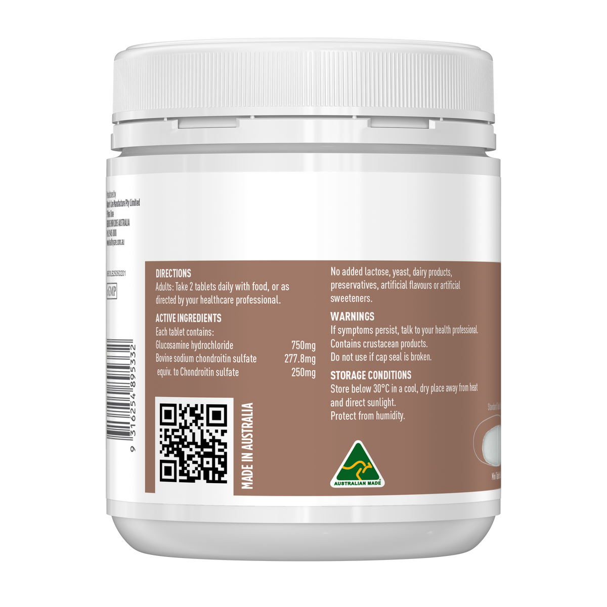 Healthy Care Glucosamine + Chondroitin Mini Tablets - 200 Tablets