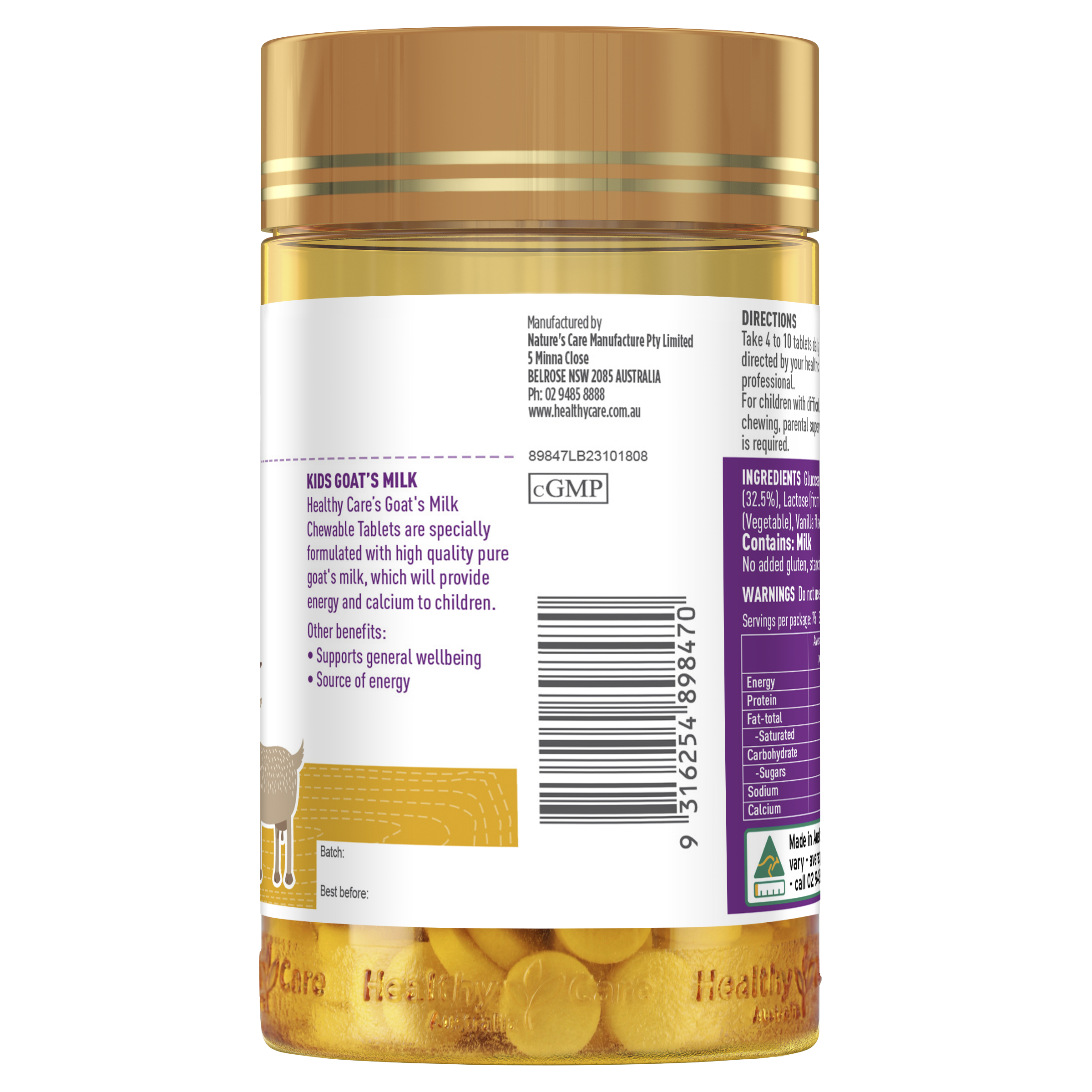 Healthy Care Kids Goat Milk Vanilla Flavour - 300 Tablets