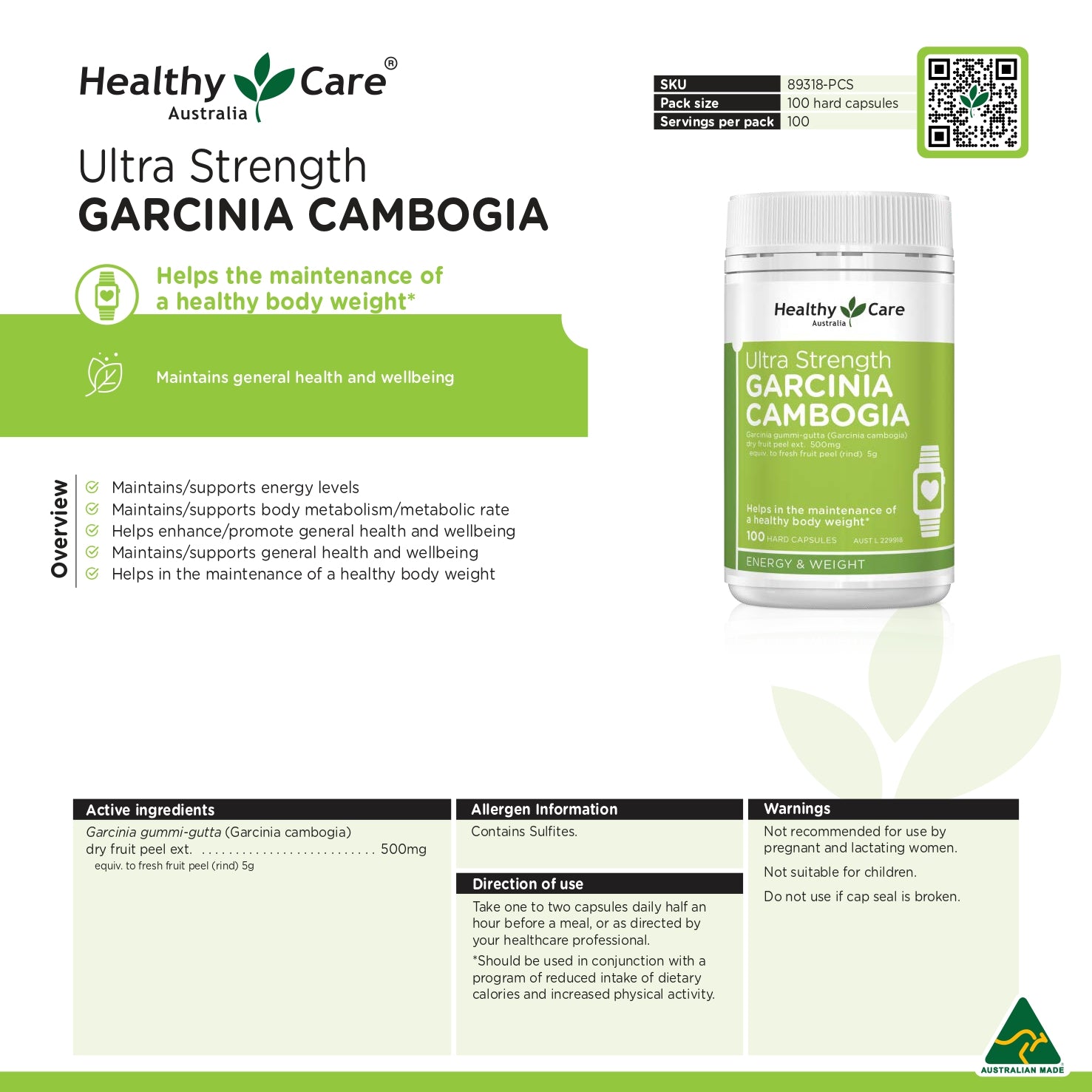 Healthy Care 超强度藤黄果- 100粒