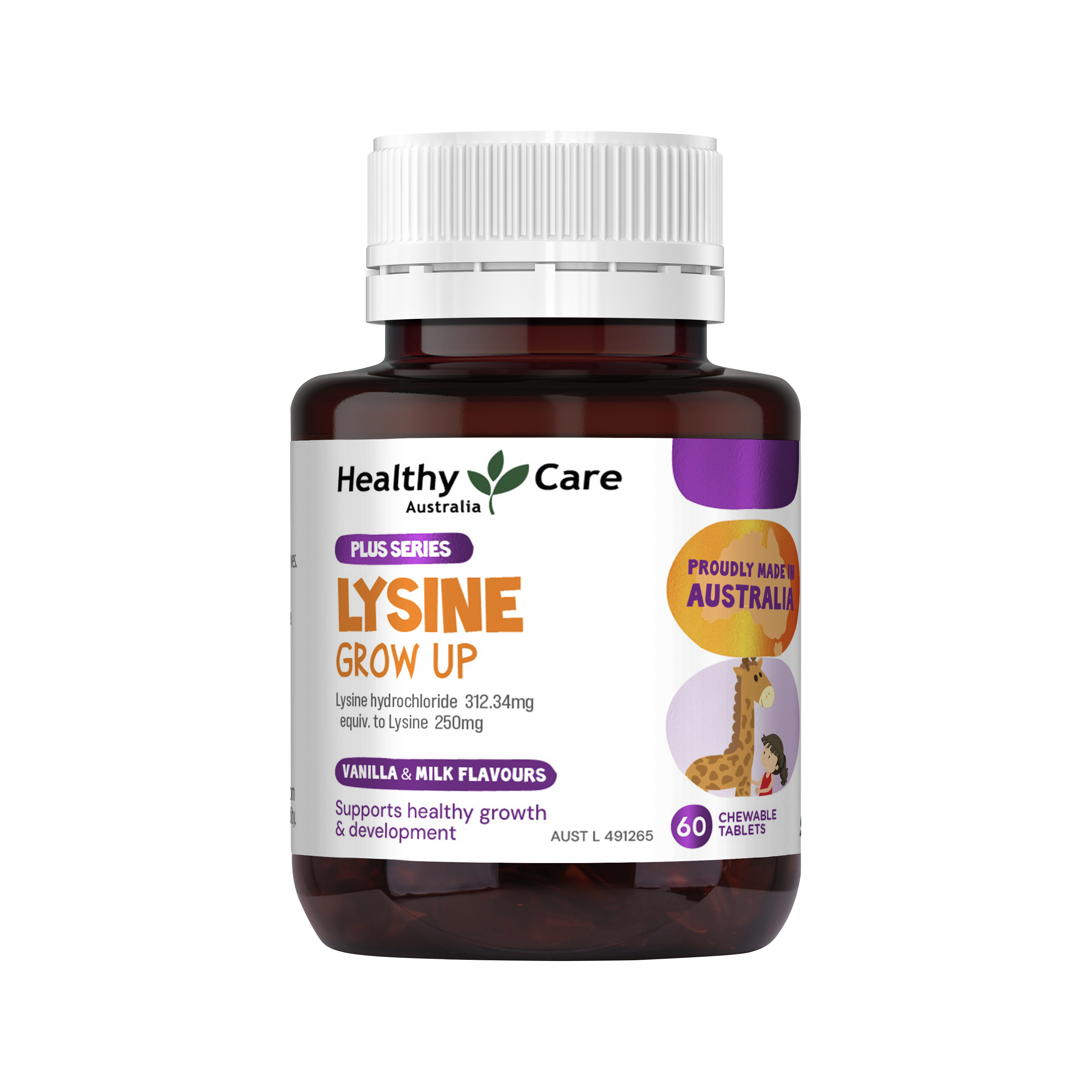 Healthy Care Plus Lysine Chewable Tablet 60 Capsules