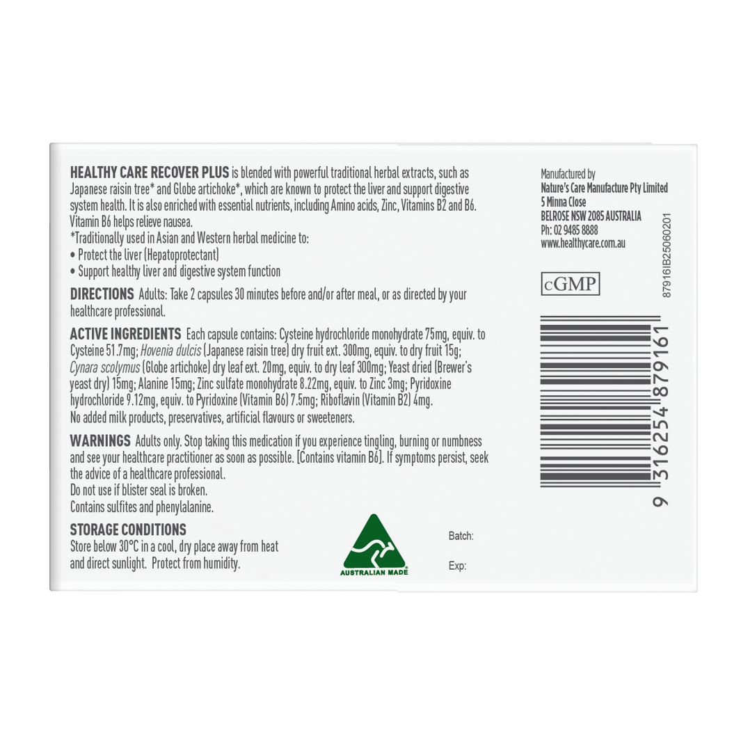 Healthy Care Plus Recover Plus 30 Hard Capsules