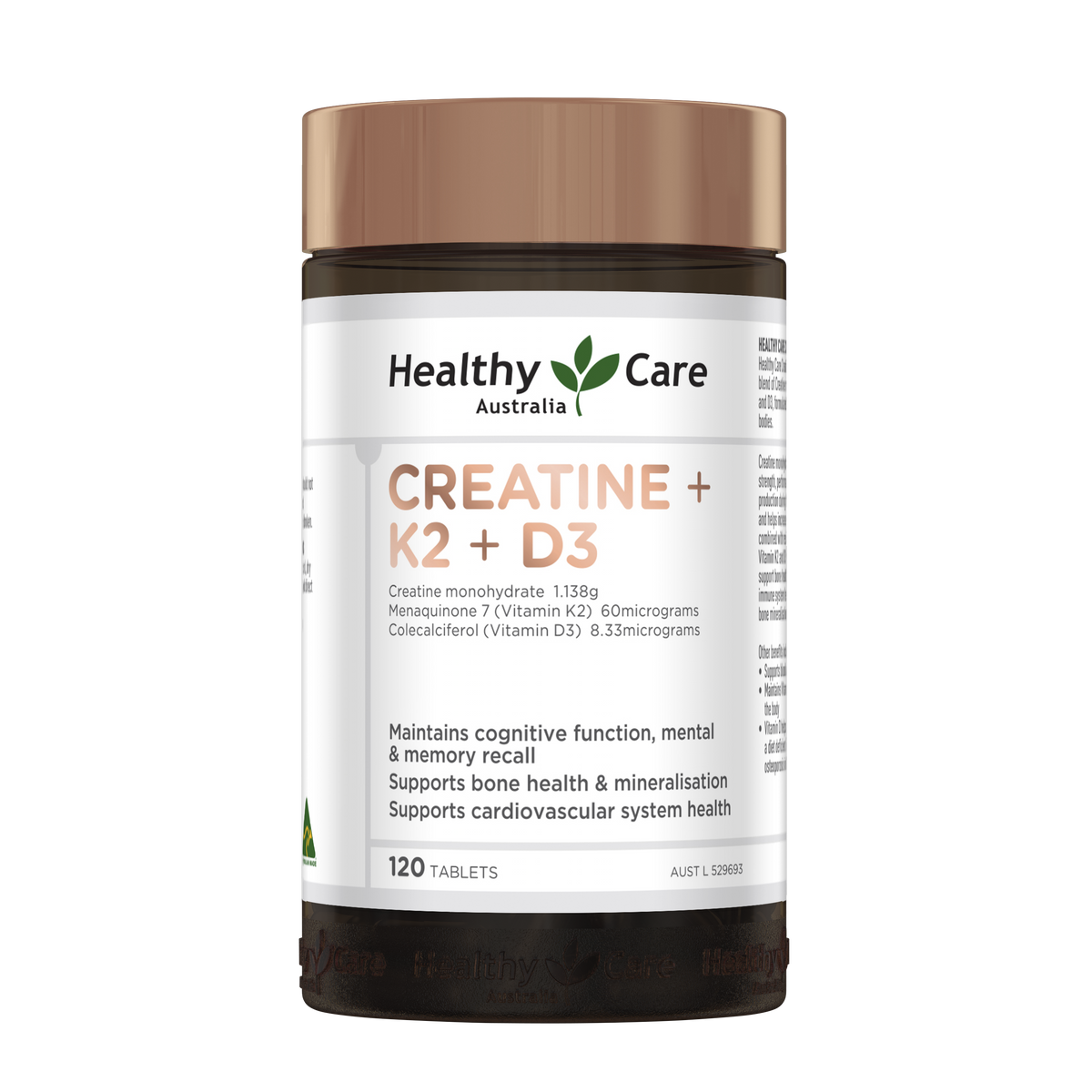 Healthy Care Creatine + K2 + D3 - 120 Tablets
