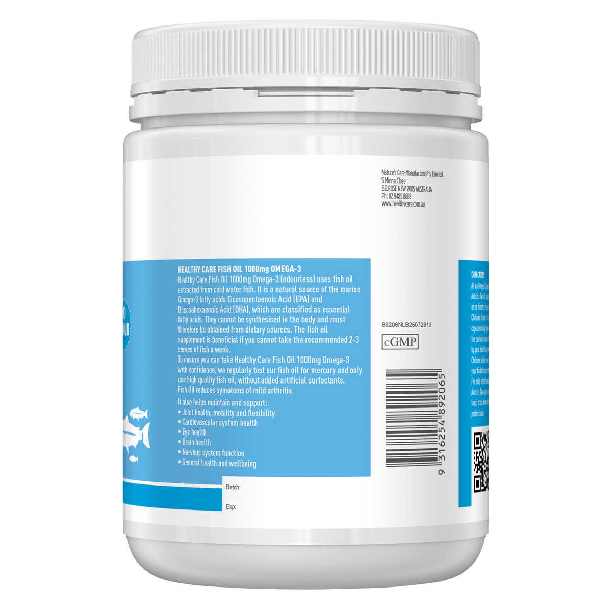 Healthy Care Fish Oil 1000mg Omega-3 - 400 capsules