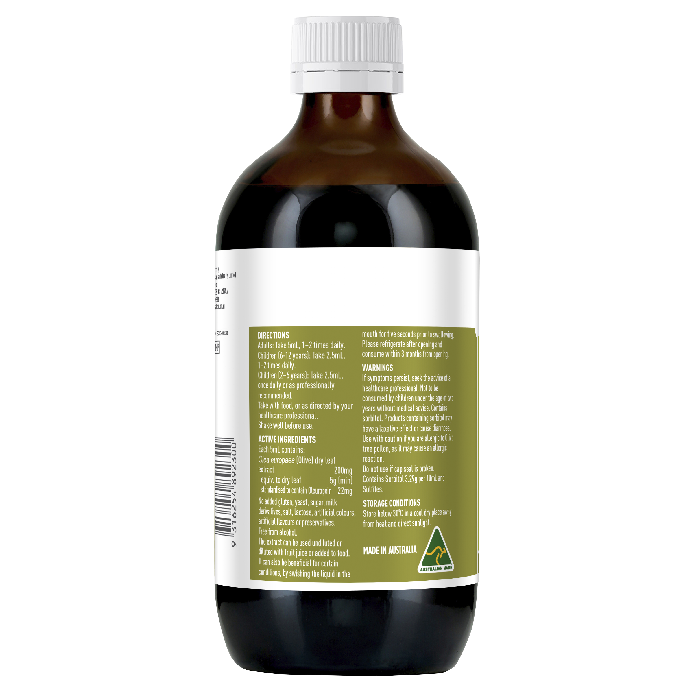 Healthy Care Olive Leaf Extract Pear Flavour 500mL