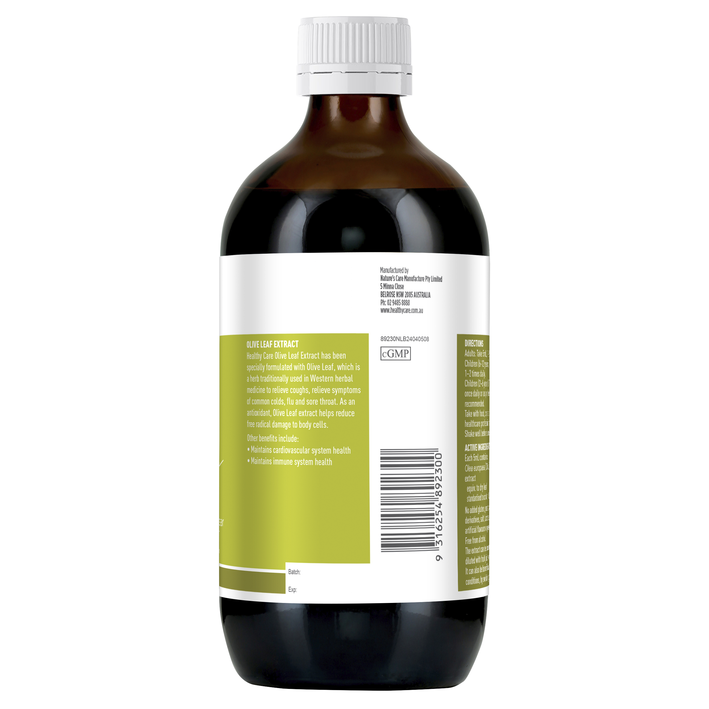 Healthy Care Olive Leaf Extract Pear Flavour 500mL