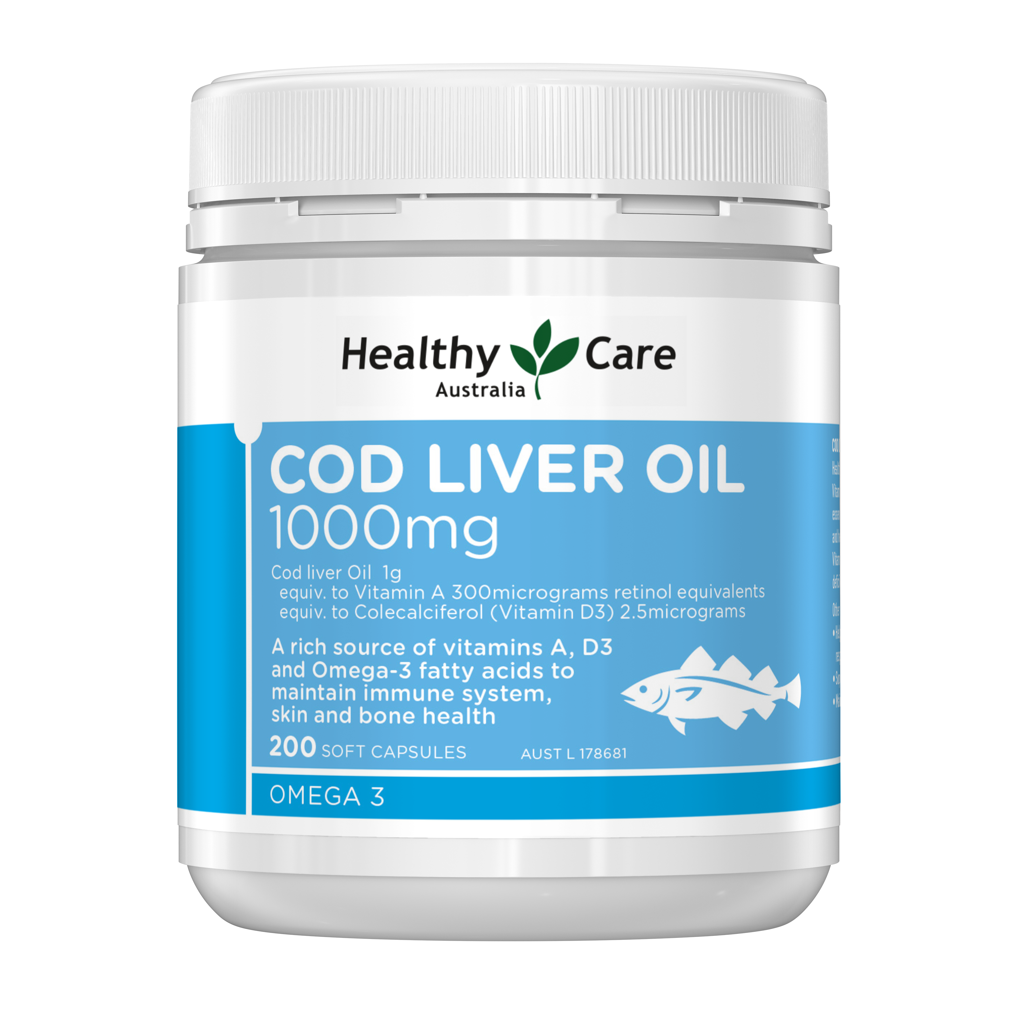 Healthy Care Cod Liver Oil 1000mg 200 Capsules