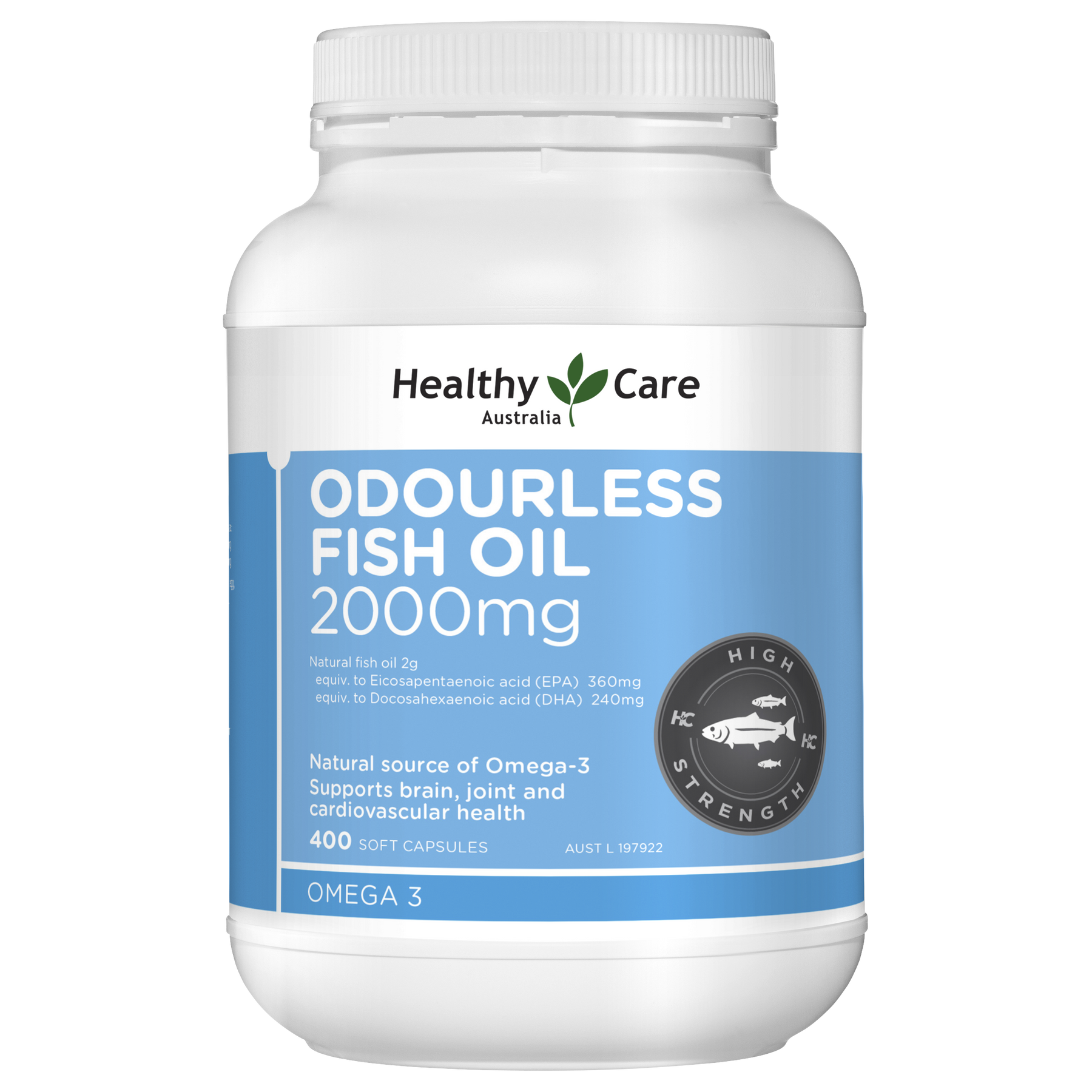 Healthy Care Odourless Fish Oil 2000mg - 400 Capsules
