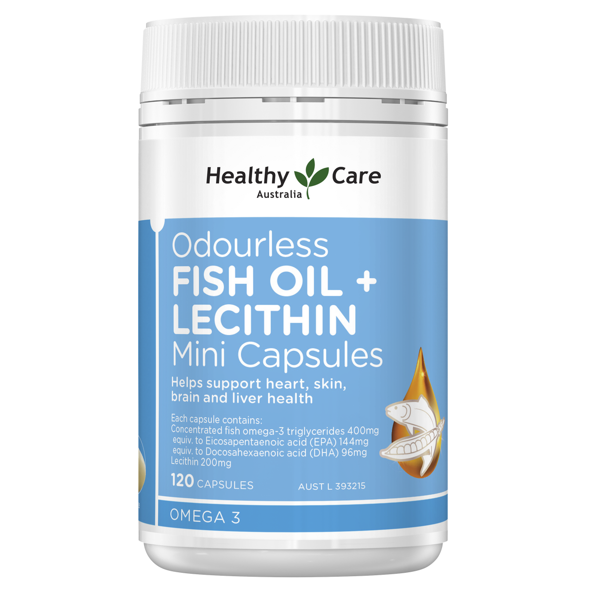 Healthy Care Fish Oil Lecithin Mini Capsules 120 capsules