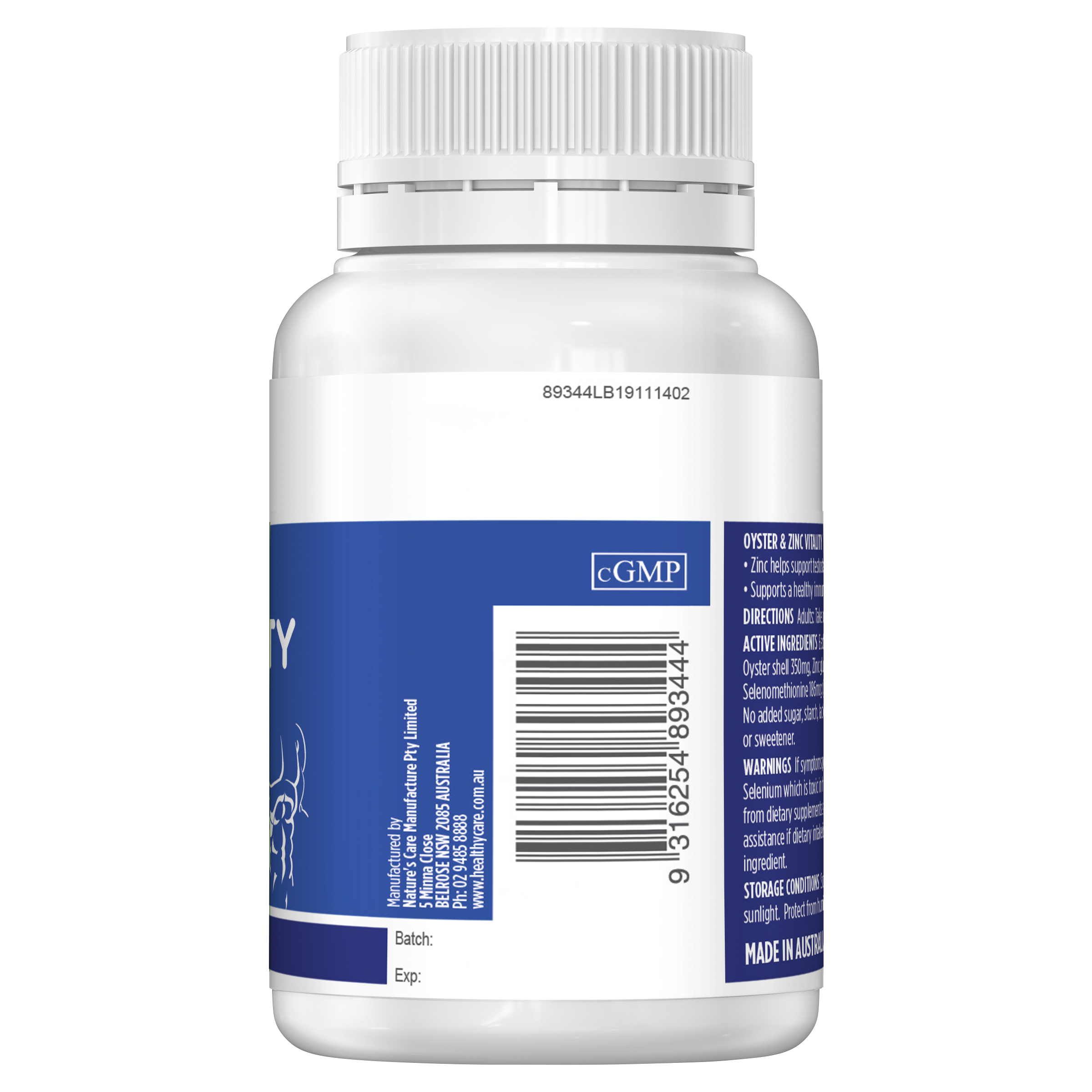 Healthy Care Oyster & Zinc Vitality 60 Capsules