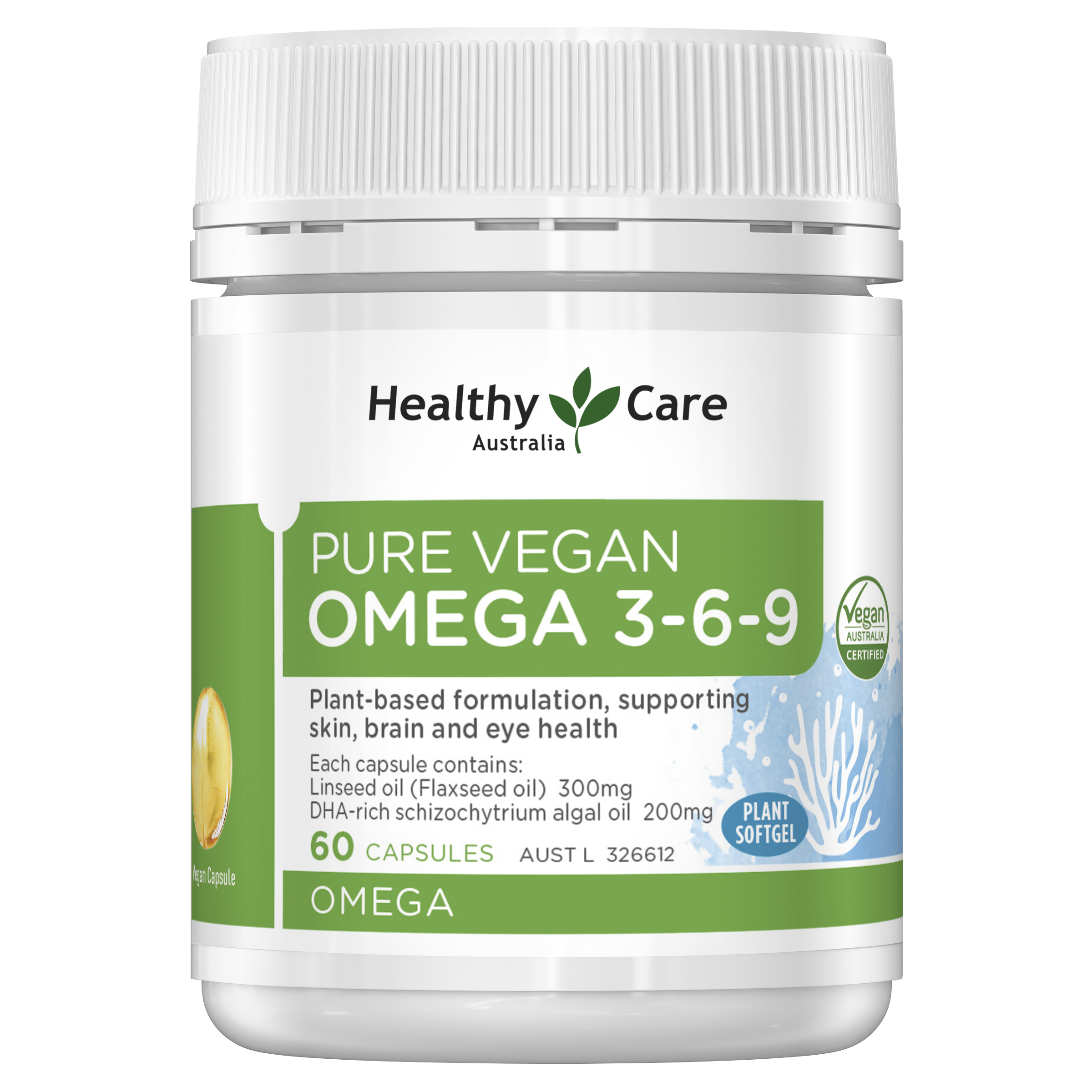 Healthy Care Pure Vegan Omega 3-6-9 - 60 Capsules