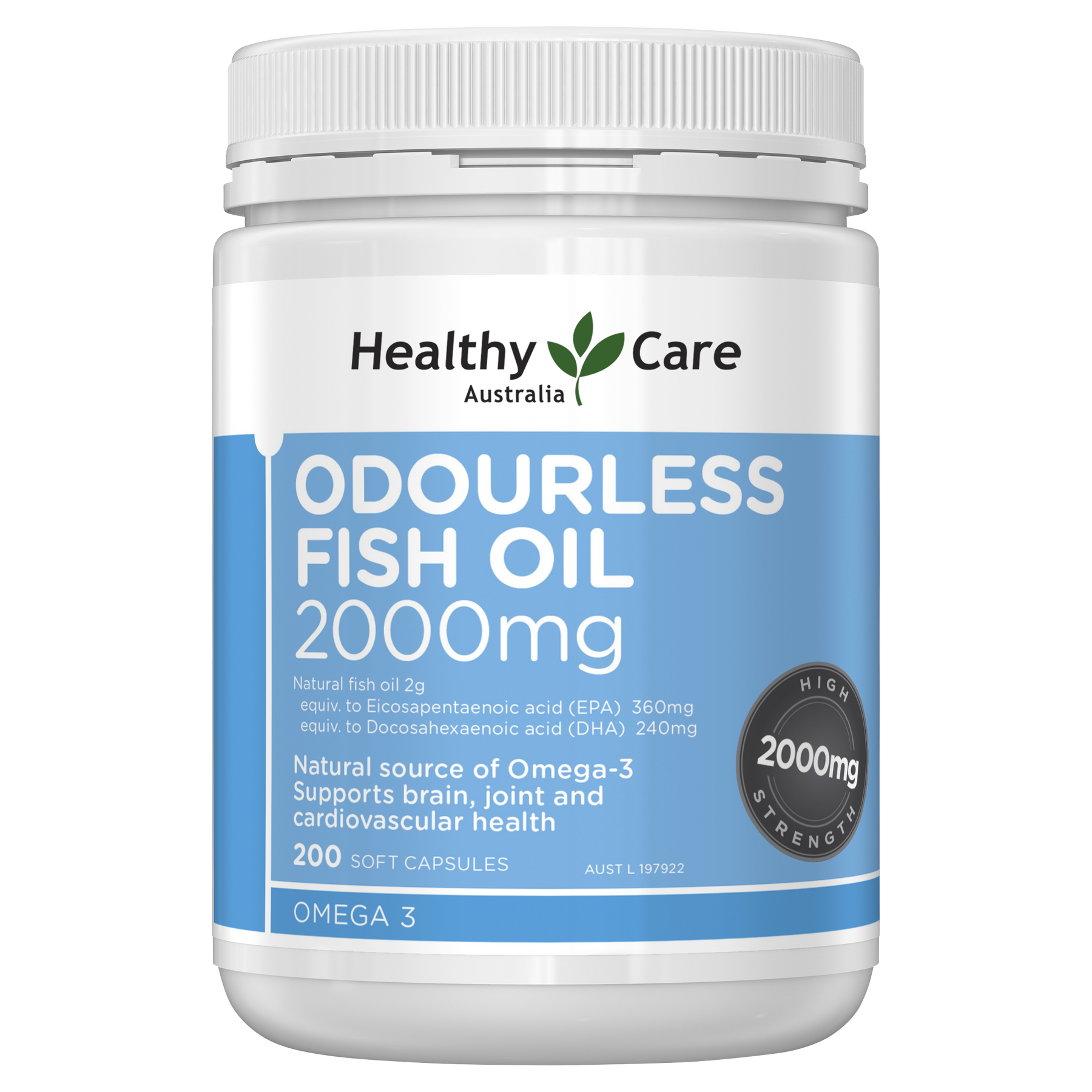 Healthy Care Odourless Fish Oil 2000mg - 200 Capsules