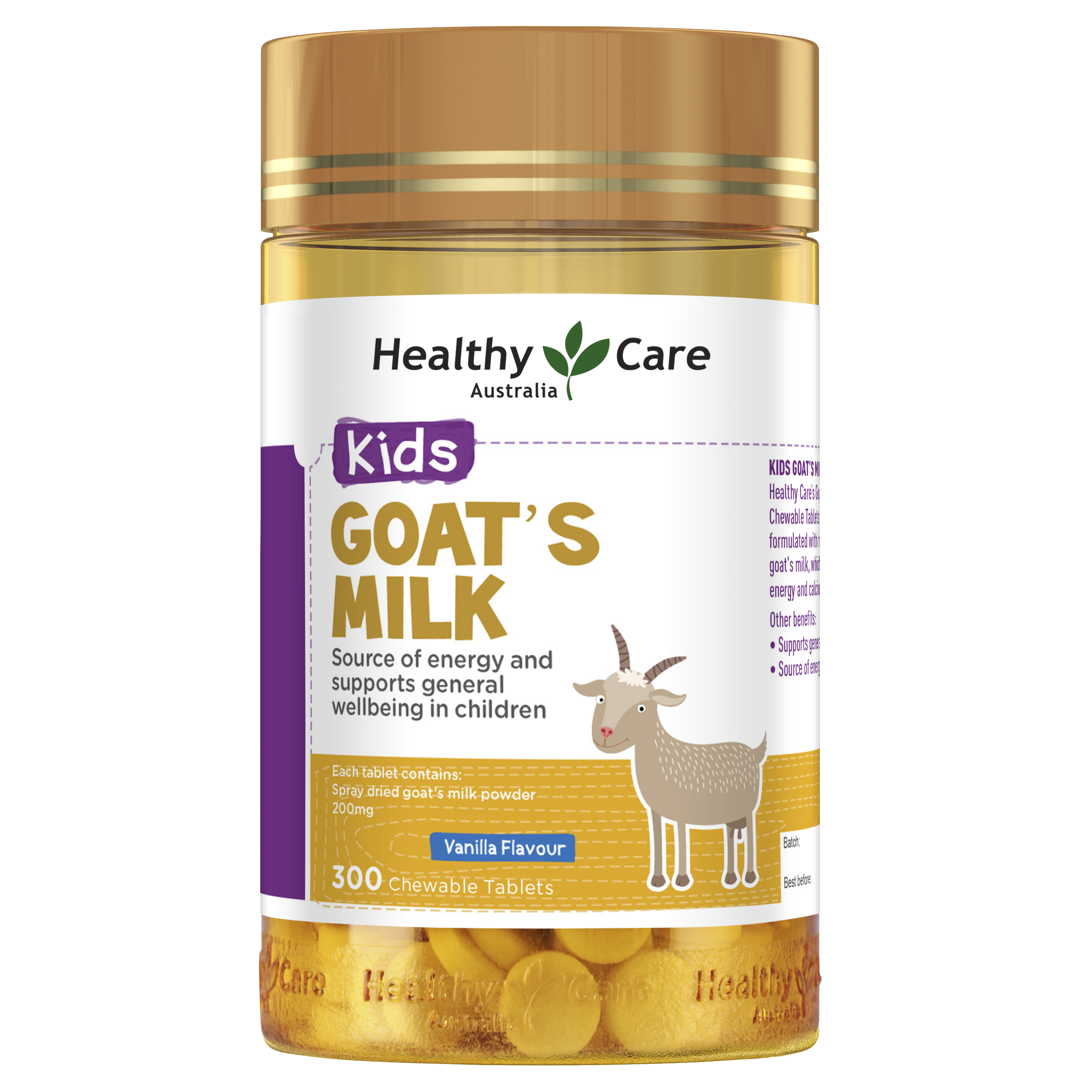 Healthy Care Kids Goat Milk Vanilla Flavour  - 300 Tablets