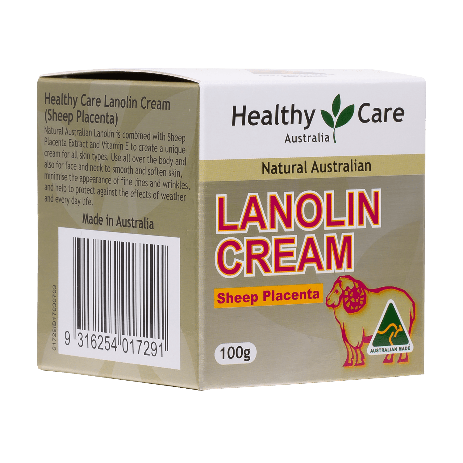 Lanolin with Sheep Placenta 100g in box packaging-Lotion & Moisturizer-Healthy Care Australia