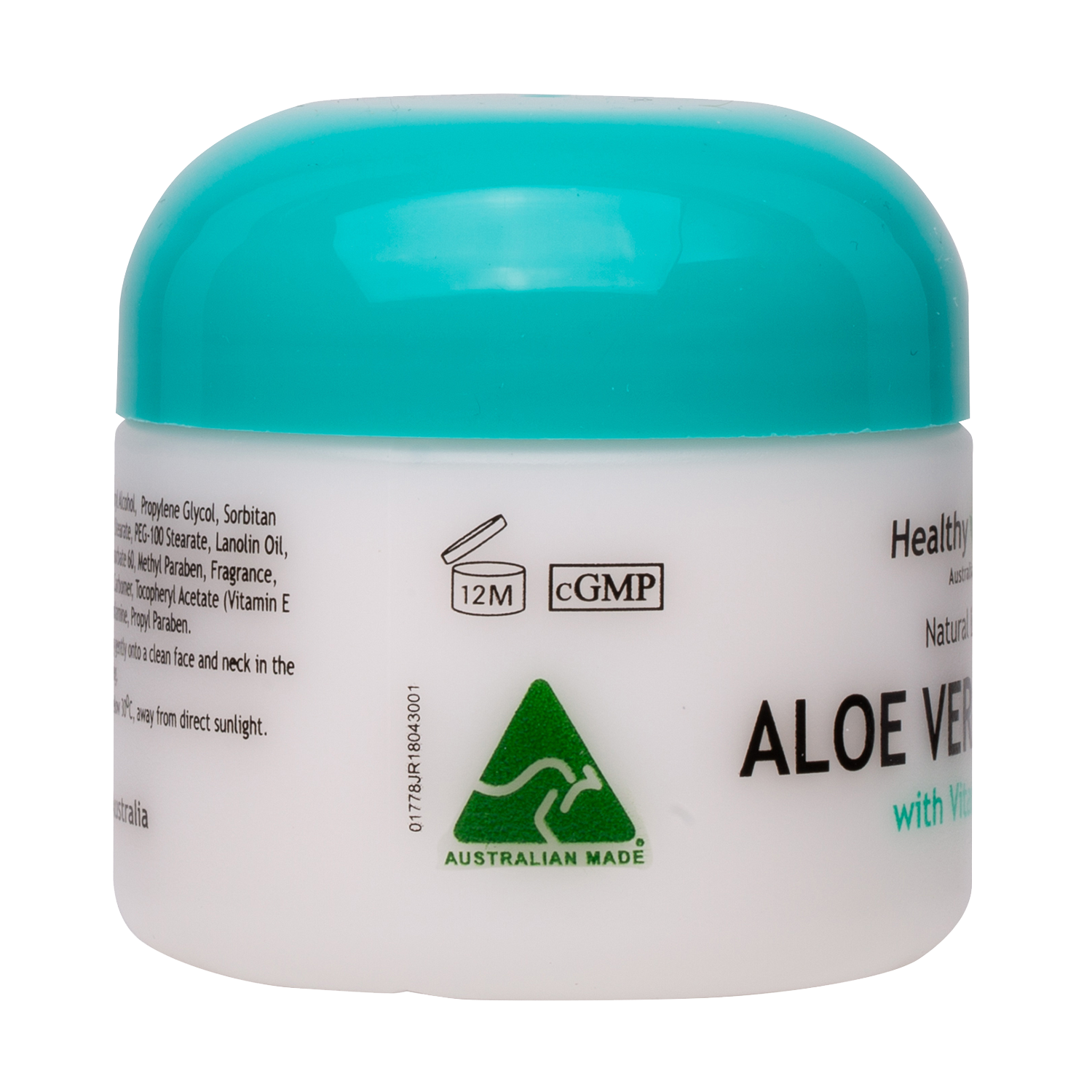 Aloe Vera Cream 100g Left Angle-Lotion & Moisturizer-Healthy Care Australia