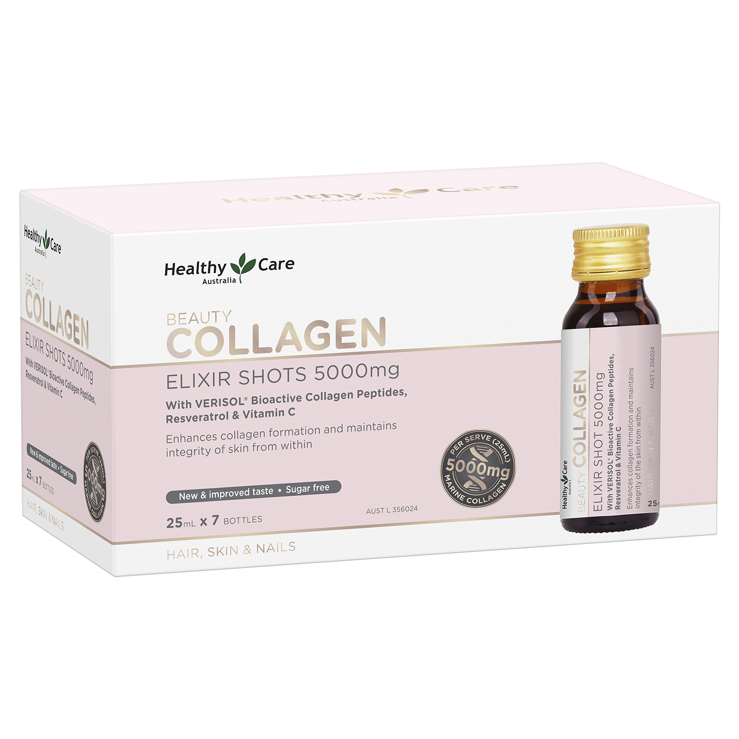 Healthy Care Beauty Collagen Elixir Shots 5,000mg 25mL x 7 bottles-Vitamins & Supplements