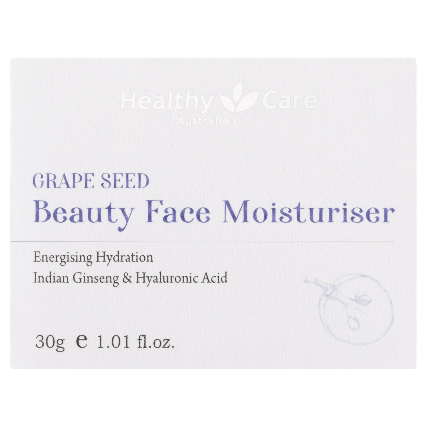 Grape Seed Beauty Face Moisturiser 30g Label-Lotion & Moisturizer-Healthy Care Australia