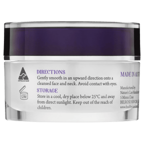 Grape Seed Beauty Face Moisturiser 30g in container showing directions and storage-Healthy Care Australia
