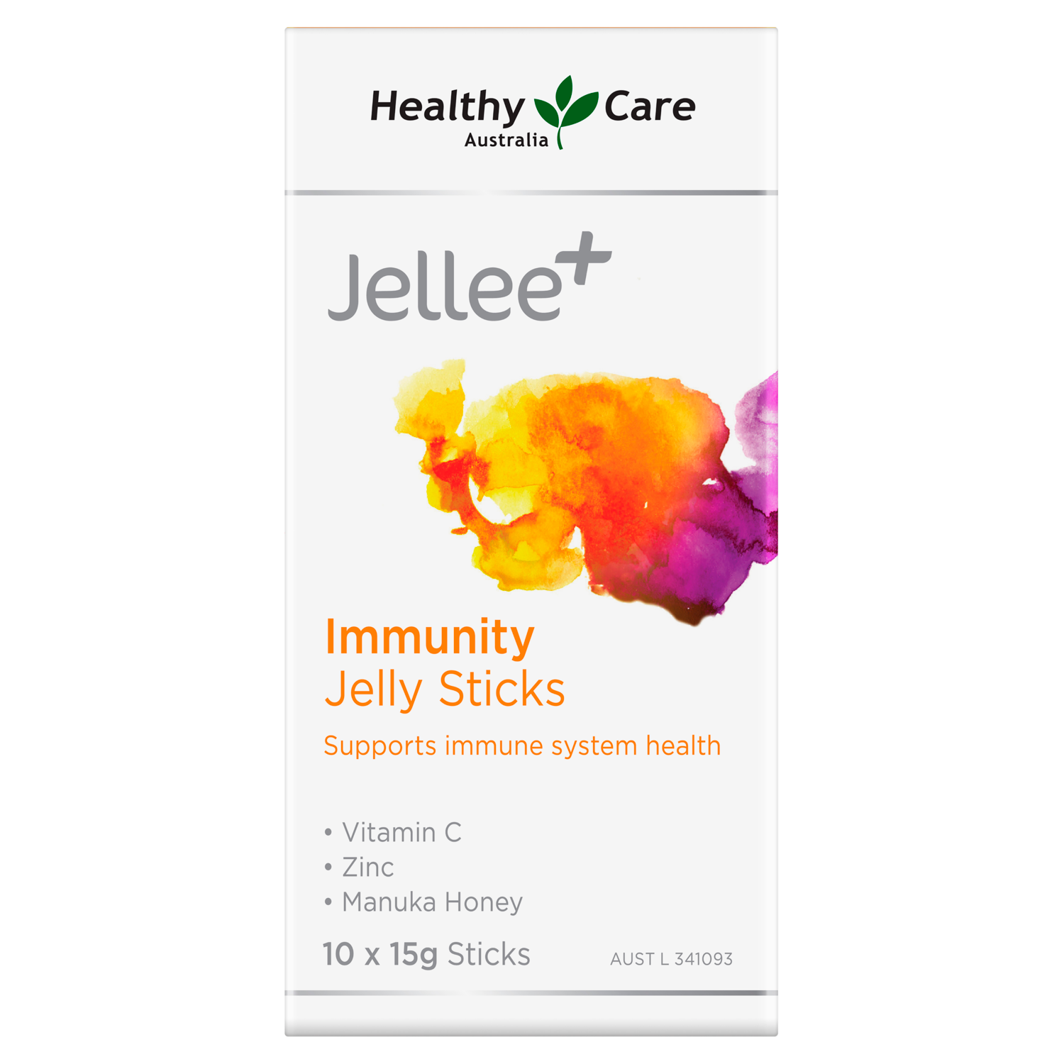 Jellee+ Immunity Jelly Sticks 10 x 15g Label-Vitamins & Supplements-Healthy Care Australia