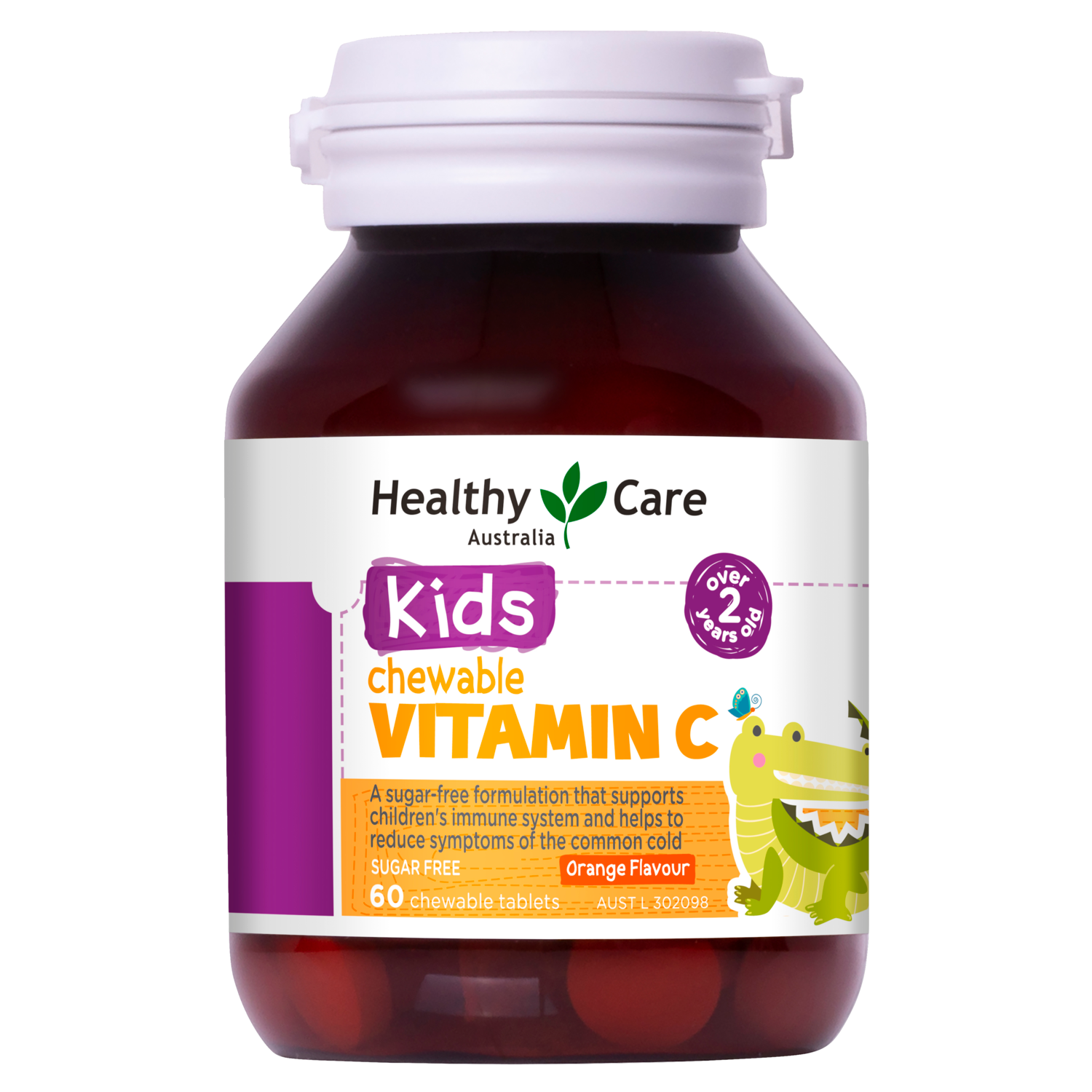 60-Tablet Bottle of Chewable Kids Vitamin C Orange Flavour-Vitamins & Supplements-Healthy Care Australia