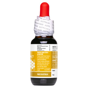 Side Label Showing Benefits of Propolis Liquid Extract Alcohol Free-Healthy Care Australia