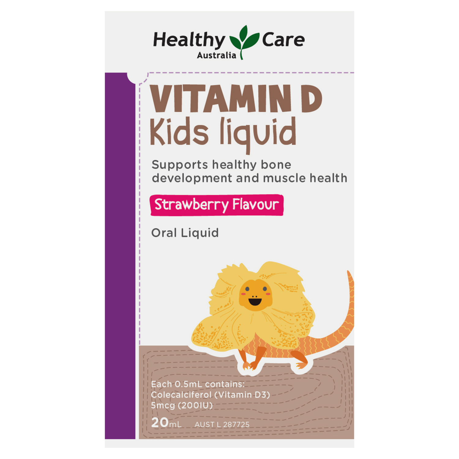 Vitamin D Kids Liquid 20mL (Label)-Vitamins & Supplements-Healthy Care Australia
